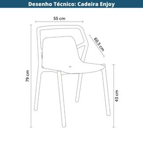 23 Kit 2 Cadeiras Empilhavel Enjoy Rivatti 53 cm -Largura- Polipropileno -PP- Pessego com Protecao UV Desenho Tecnico